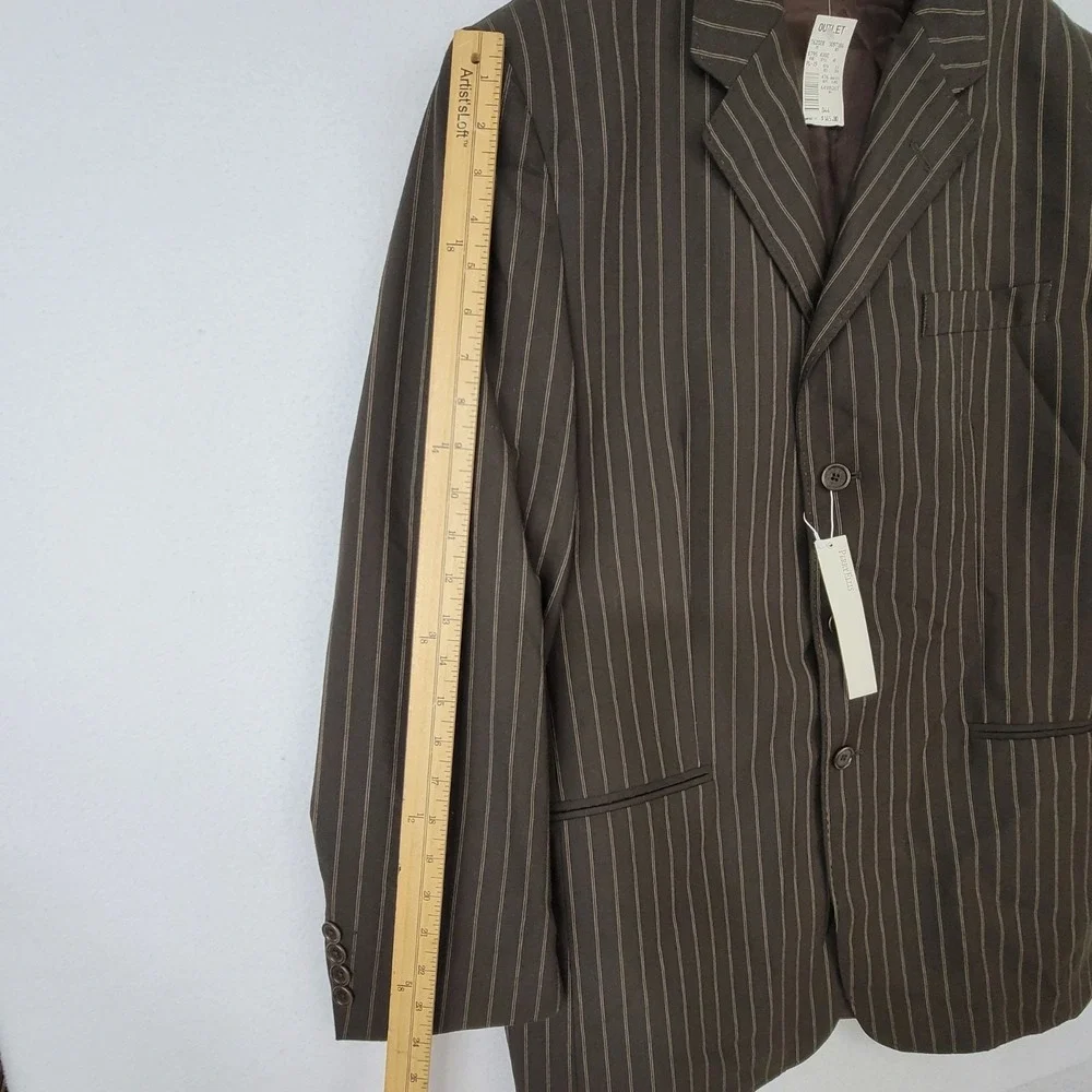 NWT Perry Ellis Brown Pinstripe Single-Breasted Suit Jacket Blazer XL 44 Regular